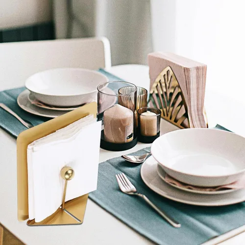 Miniatura 4 de Stainless Steel Napkin Holder Large Gold Farmhouse Paper Towel Holder Weighted Arm Table Napkin Dispenser for Kitchen Dining Restaurant
