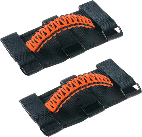 Miniatura 41 de Savadicar Paquete de 4 Asas de Agarre de Barra Enrollable Compatible con 1955-2023 Jeep Wrangler CJ YJ TJ JK JL 4XE & Gladiator JT, Soporte de Negro