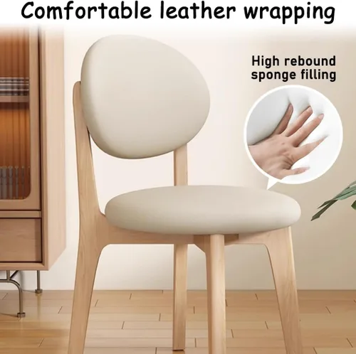Miniatura 5 de YVYKFZD Juego de sillas de comedor, sillas de cocina de madera maciza, silla de comedor de granja con respaldo curvo, silla tapizada de cuero