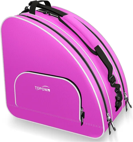 Miniatura 8 de TOPOWN Bolsa premium para patines de hielo - Bolsa de patines y cuchillas para hombres y mujeres - Negro y rojo rosa
