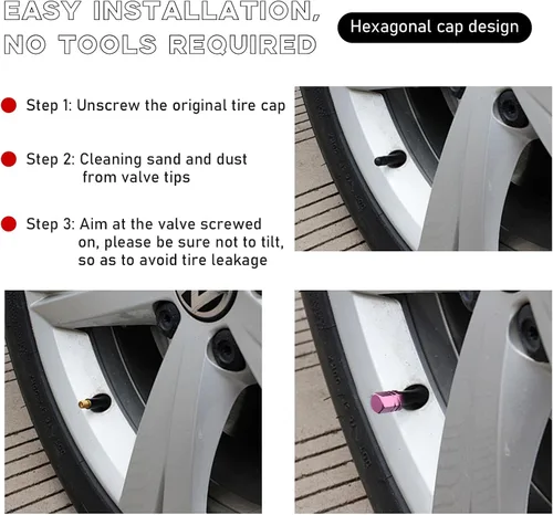 Miniatura 6 de Kewucn 16 piezas de tapas de vástago de válvula de neumático para coche, cubiertas de aire de aluminio con anillo de goma, cubiertas herméticas