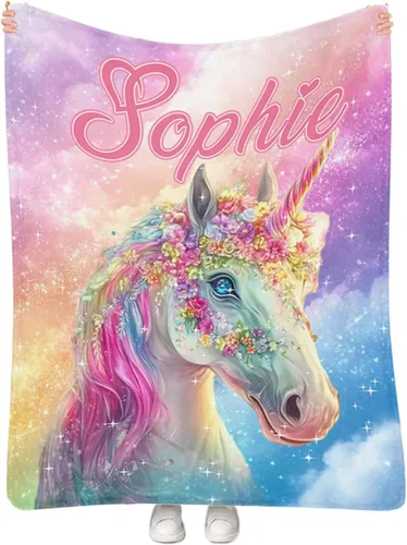 Miniatura 30 de Manta personalizada de sirena para niñas, manta de envoltura personalizada con nombre, manta de forro polar suave para niños recién nacidos, manta