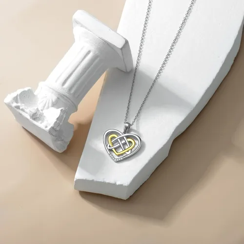Miniatura 5 de LWXIE Diamond Heart Necklace 925 Sterling Silver Sea Turtle Flamingo Fox Rose Flower Mushroom Frog Teddy Bear Gymnast Butterfly Feet Three Hearts