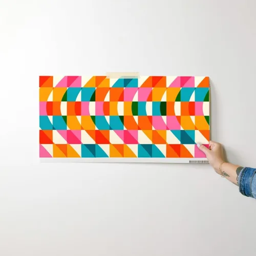 Miniatura 7 de Muestras de papel tapiz removibles – Retro Cuadros Ondas Rosa Verde Azul Rojo Naranja Rayas Papel pintado personalizado pre-pegado por Spoonflower