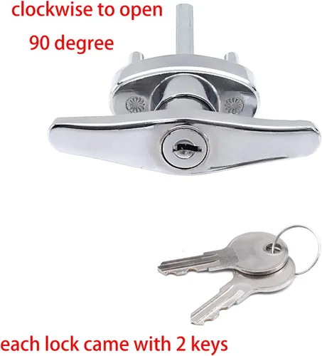 Miniatura 3 de Cerradura de manija en T para puertas de garaje con 2 llaves y 2 tornillos de montaje de repuesto para cerradura de puerta de garaje, manija en T