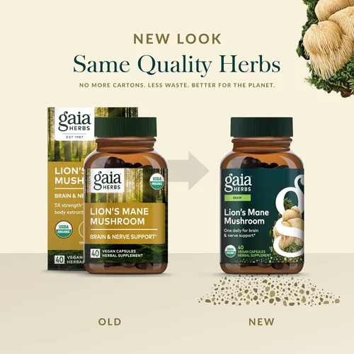 Miniatura 6 de Gaia Herbs Hongos melena de león - Apoyo a la salud cerebral* - 40 cápsulas veganas (40 porciones)