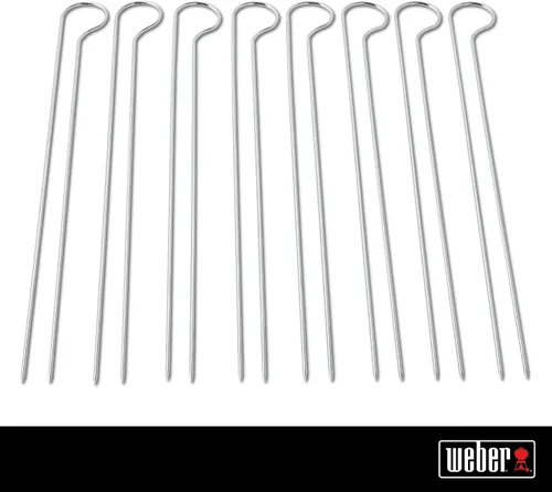Miniatura 3 de Weber Juego de brochetas para asar – 8 piezas de doble punta de acero inoxidable para asar de forma segura y uniforme de kebabs, verduras y carnes