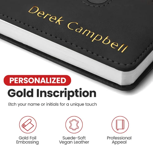 Miniatura 3 de Promot Cuaderno Personalizado - Diario en Cuero A5 con Páginas Rayadas para Hombres y Mujeres - Cuaderno Ejecutivo de Tapa Dura, Diario Diario