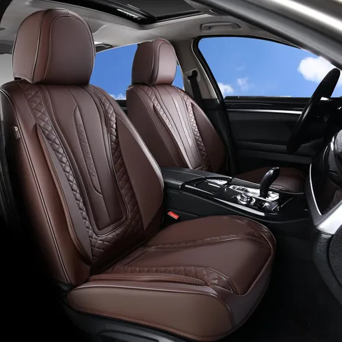 Miniatura 20 de Coverado Juego Completo de Fundas de Asiento de Automóvil, Fundas de Asiento de Cuero de Lujo para Delantero y Trasero, Fundas de Asiento En