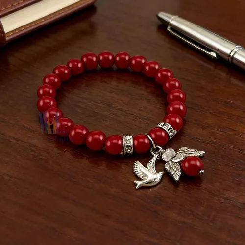 Miniatura 4 de WE Recuerdos de confirmación (12 piezas) Pulsera roja con cruz de ala de ángel, Madera