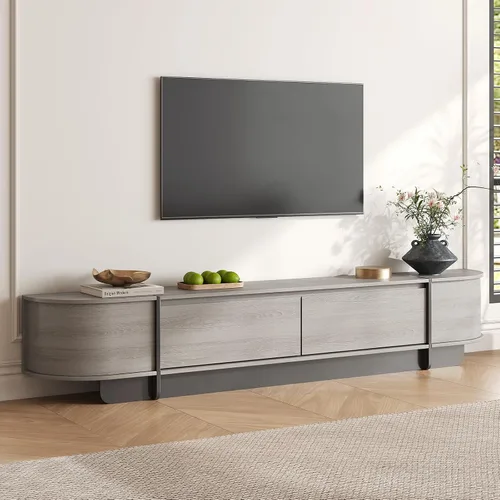 Miniatura 19 de Juego de Mesa de Centro y Soporte para TV de 2 Piezas, Centro de Entretenimiento con 2 Cajones, Consola de TV Moderna de 78.7'', Mesa de Centro Gris