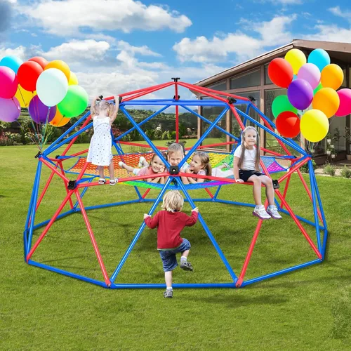Miniatura 6 de Hapfan Cúpula de escalada con red de carga de escalada, cúpula de 10 pies de gimnasio de la jungla con hamaca para niños, juego al aire libre