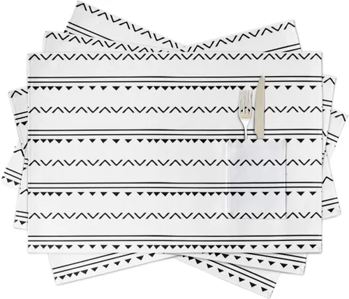 Miniatura 10 de Western Cowboy - Juego de 4 manteles individuales para mesa de comedor, tela de lino de algodón con bolsillo, arpillera cuadrada, rectangular