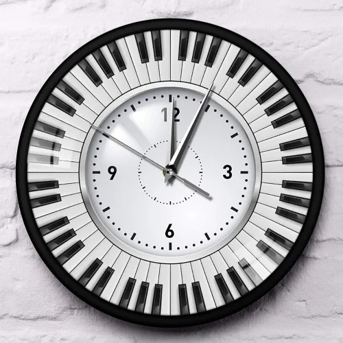 Miniatura 4 de The Geeky Days Do Re Mi Piano - Reloj de pared con temática musical, teclas de piano, marco de metal, reloj de pared para músico, pianista, maestro