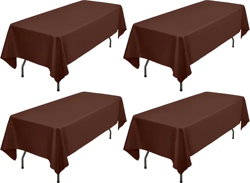 Miniatura 125 de Showgeous Paquete de 4 manteles rectangulares de poliéster de 60 x 102 pulgadas, resistentes a las arrugas, lavables, para bodas, mesas de comedor