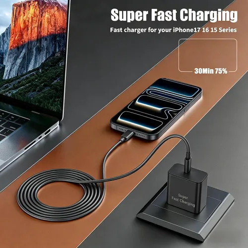 Miniatura 2 de Cargador para iPhone 17 16 Pro Max de Carga Rápida, Cargadores USB C Super Rápidos de 45W para iPhone 17 (6FT+6FT+10FT) Cables de Carga Tipo C