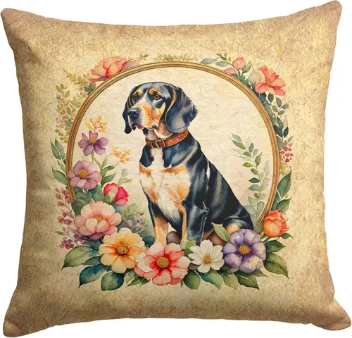 Miniatura 205 de Caroline's Treasures DAC2072PW1414 Affenpinscher and Flowers - Almohada decorativa de tela, lavable a máquina, para interiores y exteriores