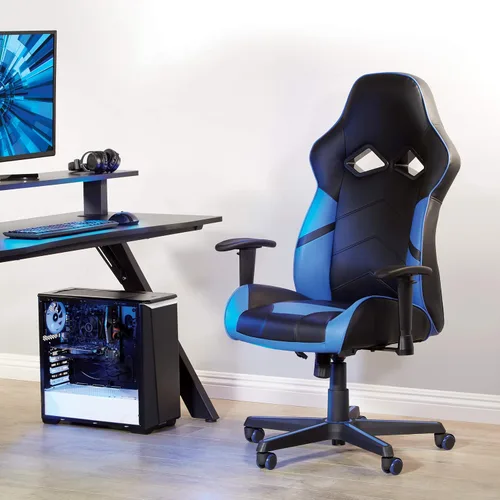 Miniatura 2 de OSP Home Furnishings Vapor - Silla ergonómica ajustable de piel sintética con respaldo alto y asiento de resorte helicoidal y flujo de aire