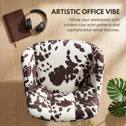 Miniatura 6 de VESCASA Silla de escritorio ajustable para oficina en casa con respaldo cómodo, sillón tapizado giratorio de lino 360 con ruedas para dormitorio