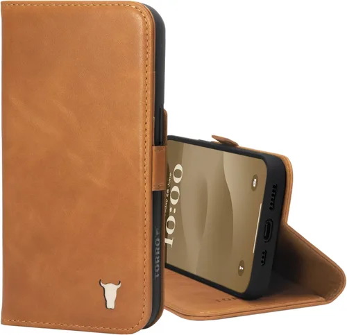 Miniatura 9 de TORRO Funda de cuero premium compatible con iPhone 15 de 6.1 pulgadas, funda de piel auténtica tipo cartera con función atril y ranuras