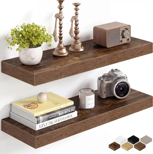 Miniatura 20 de Fun Memories Estantes flotantes de 16 pulgadas para pared, estantes de 8 pulgadas de profundidad para baño, dormitorio, cocina, montaje en pared