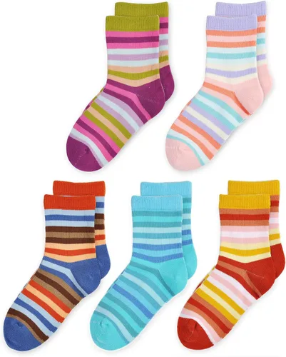 Miniatura 6 de EPEIUS Paquete de 5 calcetines sin costuras con rayas arcoíris para niños y niñas