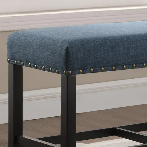 Miniatura 5 de Roundhill Furniture PB162BU Biony Banco de Comedor de Tela de Altura de Mostrador con Ribete de Tachuelas, Azul