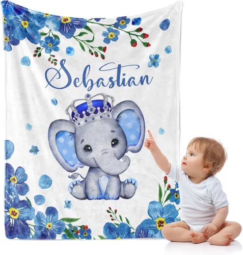 Miniatura 11 de J&SBGFT Manta de bebé personalizada para niños, personalizada con nombre, manta de recepción para niños pequeños, niños, cuna, cochecito, decoración