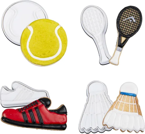 Miniatura 23 de Mostop Cortador de galletas deportivo con sellos, juego de 3 piezas de cortador de galletas de fútbol, fútbol, casco, juego de fútbol, herramientas