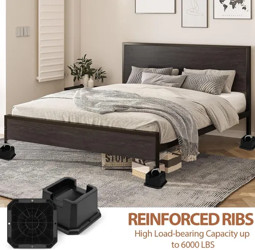 Miniatura 5 de Elevadores de Cama Shouwuhho de 2 Pulgadas, Elevadores de Muebles con Alturas de 2 3 4 5 6 7 8 Pulgadas de Alta Resistencia, Elevadores de Cama