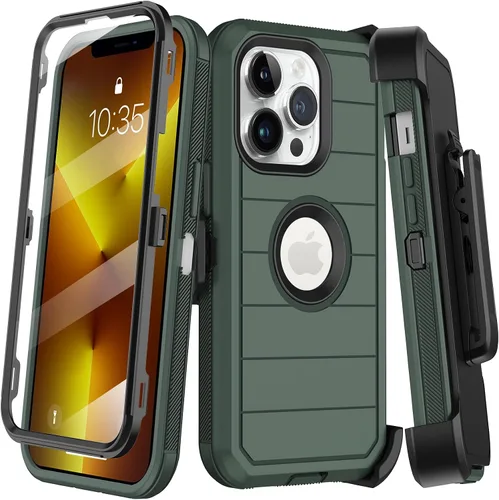 Miniatura 13 de KECAI Funda para iPhone 13 Mini con Protector de Pantalla Integrado, Funda con Clip para Cinturón, Resistente de Servicio Pesado a Prueba de Golpes