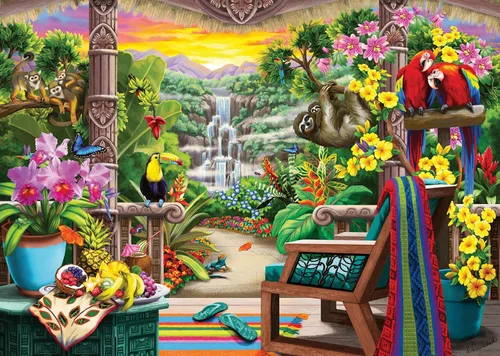 Wonder Forge Tropical Retreat Rompecabezas de 1000 Piezas para Adultos | Piezas Únicas que Encajan Perfectamente | Imágenes Divertidas y Vibrantes |