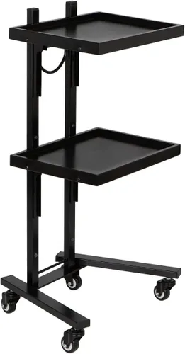 Buy-Rite Helix Bandeja de acero inoxidable y carrito móvil para salones, spas y barberías con dos bandejas de metal plegables completas y ruedas