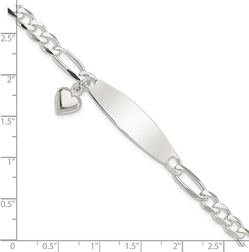 Miniatura 4 de ICE CARATS Pulsera de plata de ley 925 con forma de corazón Figaro Id para mujer, joyería fina para regalo para ella, Plata de ley