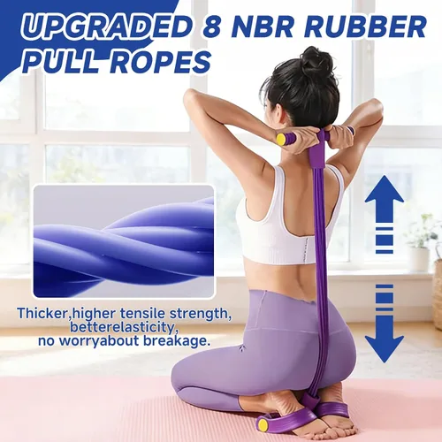 Miniatura 4 de Correa de resistencia con pedal multifuncional, banda elástica de 8 tubos con asa, equipo de ejercicio de yoga para dar forma al cuerpo, cuerda