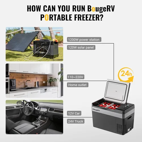Miniatura 7 de BougeRV Refrigerador de 12 Voltios Refrigerador de Carro 12V Congelador Portátil de 30 Cuartos Enfriador con Compresor Congelador con Compresor
