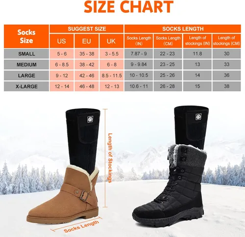 Miniatura 5 de SNOW DEER - Calcetines térmicos eléctricos recargables mejorados, 7.4 V, batería de 2200 mAh para clima frío para hombres y mujeres, calcetines
