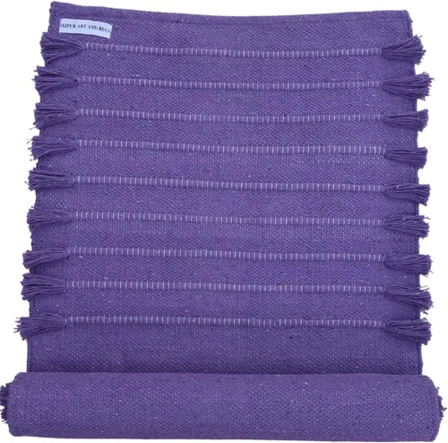 Miniatura 13 de Jaipur art & Rugs Estera de yoga de algodón orgánico - Alfombra tejida a mano ecológica - Antideslizante y gruesa (61x183x13mm) para fitness diario
