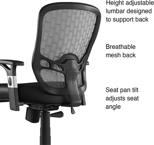Miniatura 2 de STAPLES Silla de trabajo ergonómica, malla, negro, paquete de 2