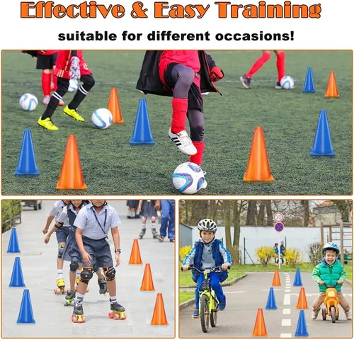 Miniatura 5 de Cones Sports 9 pulgadas, paquete de 15 conos de entrenamiento para práctica de fútbol, juego de conos de campo de agilidad para ejercicios de fútbol