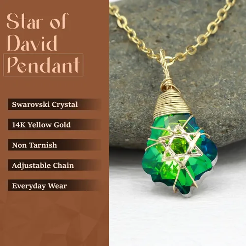 Miniatura 40 de Collar de estrella de David para mujeres y hombres, collar de estrella judía relleno de oro de 14 quilates, collar de Israel