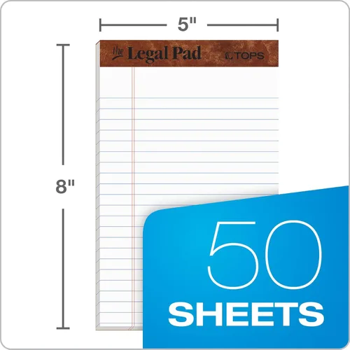 Miniatura 2 de TOPS Blocs de notas tamaño legal de 5 x 8, paquete de 12, marca The Legal Pad, con líneas estrechas, papel blanco, 50 hojas por bloc de notas