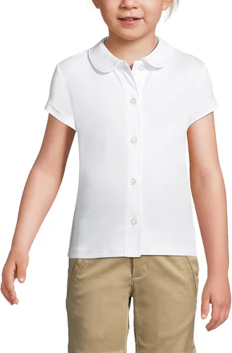 Miniatura 3 de Lands' End Uniforme escolar para niñas, manga corta, con botones frontales, cuello Peter Pan