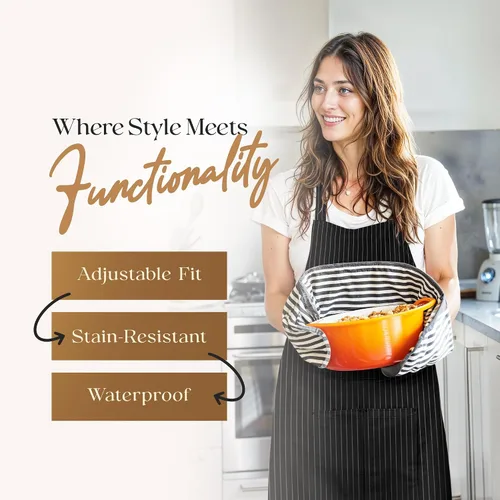Miniatura 3 de Waterproof Apron for Adults – Adjustable Fit with Deep Pockets, Stylish Cooking & Baking Apron for Women & Men