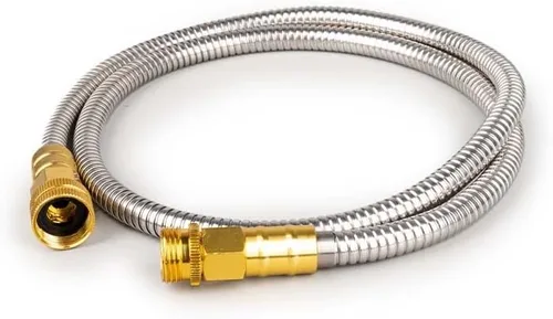 Miniatura 16 de Manguera líder de acero inoxidable: Extensión de manguera de jardín corta de 1 pie con acero 304 - Conector de metal flexible para grifo o carrete