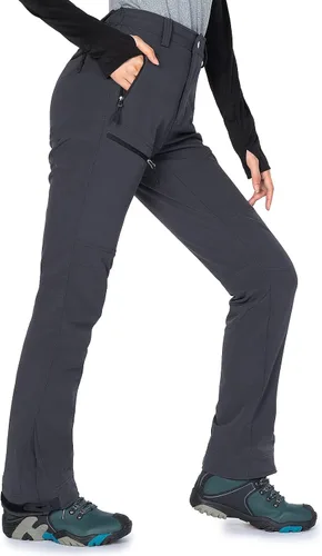 Hiauspor Women's Hiking Pants Waterproof Snow Ski Winter Pants Fleece Lined Outdoor Softshell Insulated Snowboarding Pants
