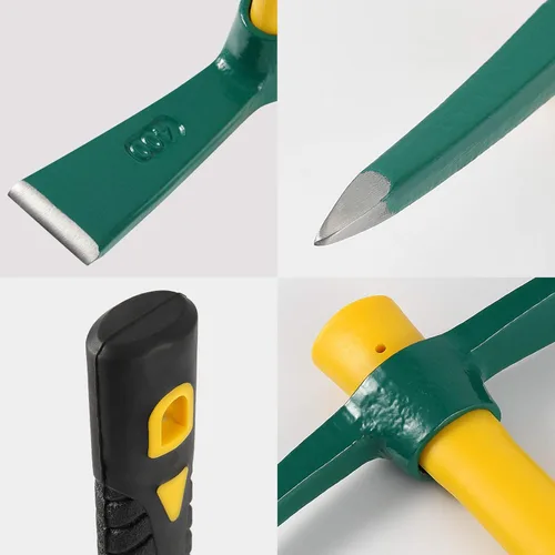 Miniatura 5 de KEILEOHO Azada de mattock de 15 pulgadas, hacha forjada para jardín con mango de goma, azada de mattock para jardinería, aflojar el suelo, acampar