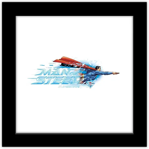 Trends International Gallery Pops DC Comics Superman - Póster gráfico de pared de hombre de acero, 12 x 12 pulgadas, versión enmarcada en negro