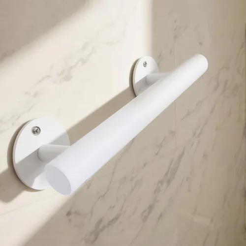 Miniatura 5 de Barandilla de escalera de tubo de montaje en pared blanca de 1 pie, barandillas de mano para escaleras interiores, barras de agarre de metal de 12