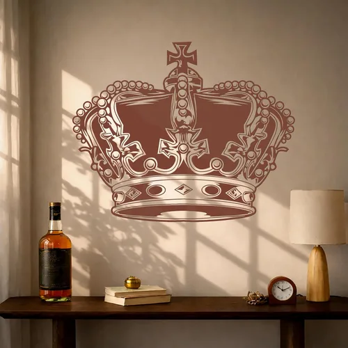 Corona de vinilo para pared de rey y reina, pegatinas de emperador real, decoración grande (g2404), color negro